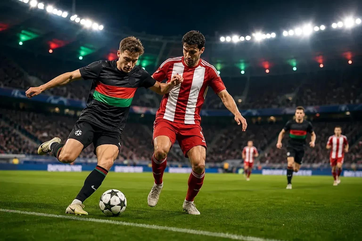 Dos jugadores luchando por el balón en el partido