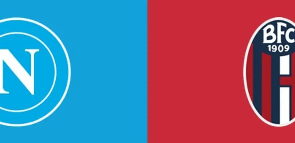 Logos de Napoli y Bologna en fondo azul y rojo