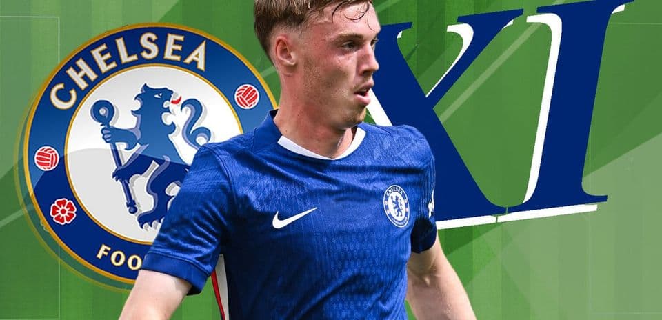 Jugador de Chelsea en acción con fondo del equipo