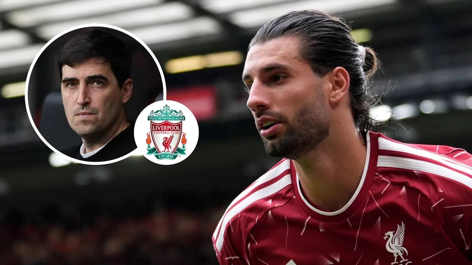 Jugador de Liverpool en acción con logo del club