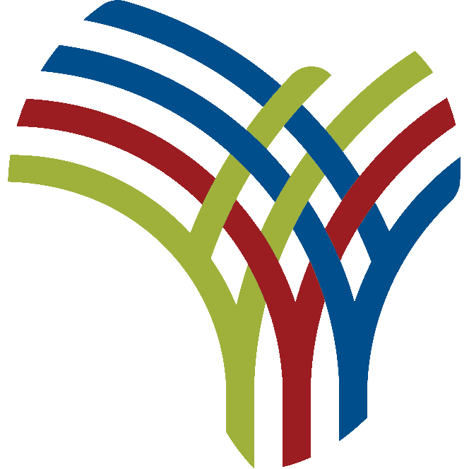 Logo con líneas de colores entrelazadas