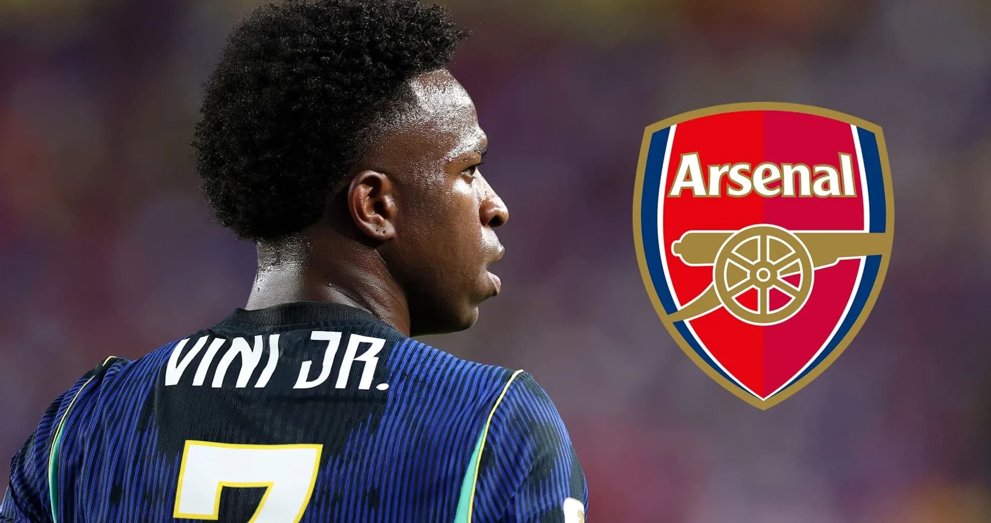 Jugador Vini Jr. con camiseta de Arsenal