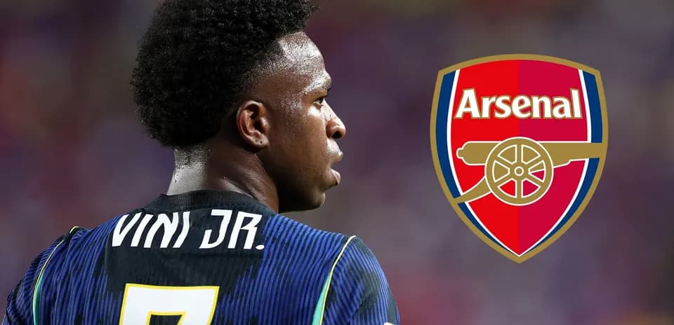 Jugador Vini Jr. con camiseta de Arsenal
