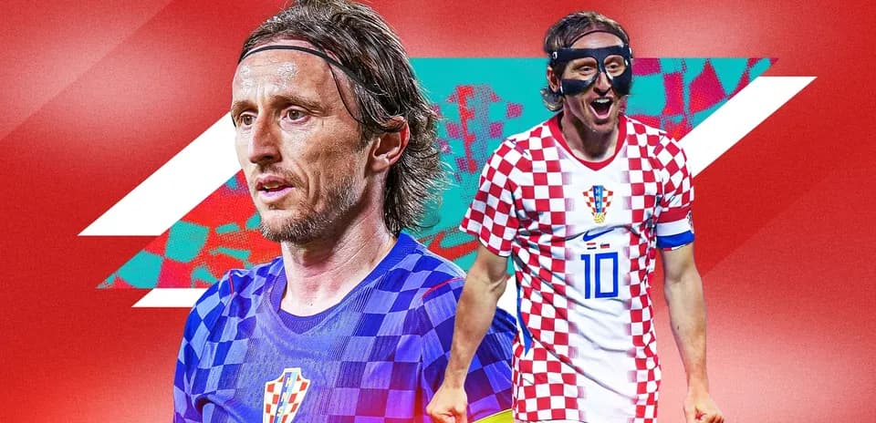 Luka Modrić en uniforme croata durante un partido
