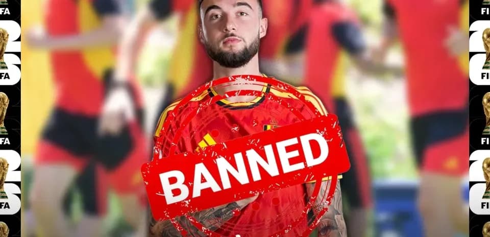 Jugador con camiseta de España marcado como 'BANEADO'