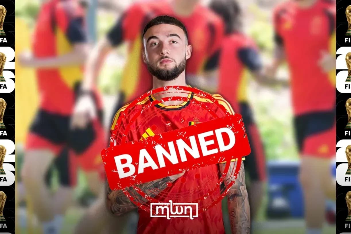 Jugador con camiseta de España marcado como 'BANEADO'