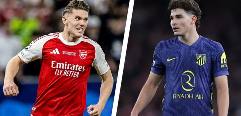 Jugadores de Arsenal y Atlético de Madrid en acción