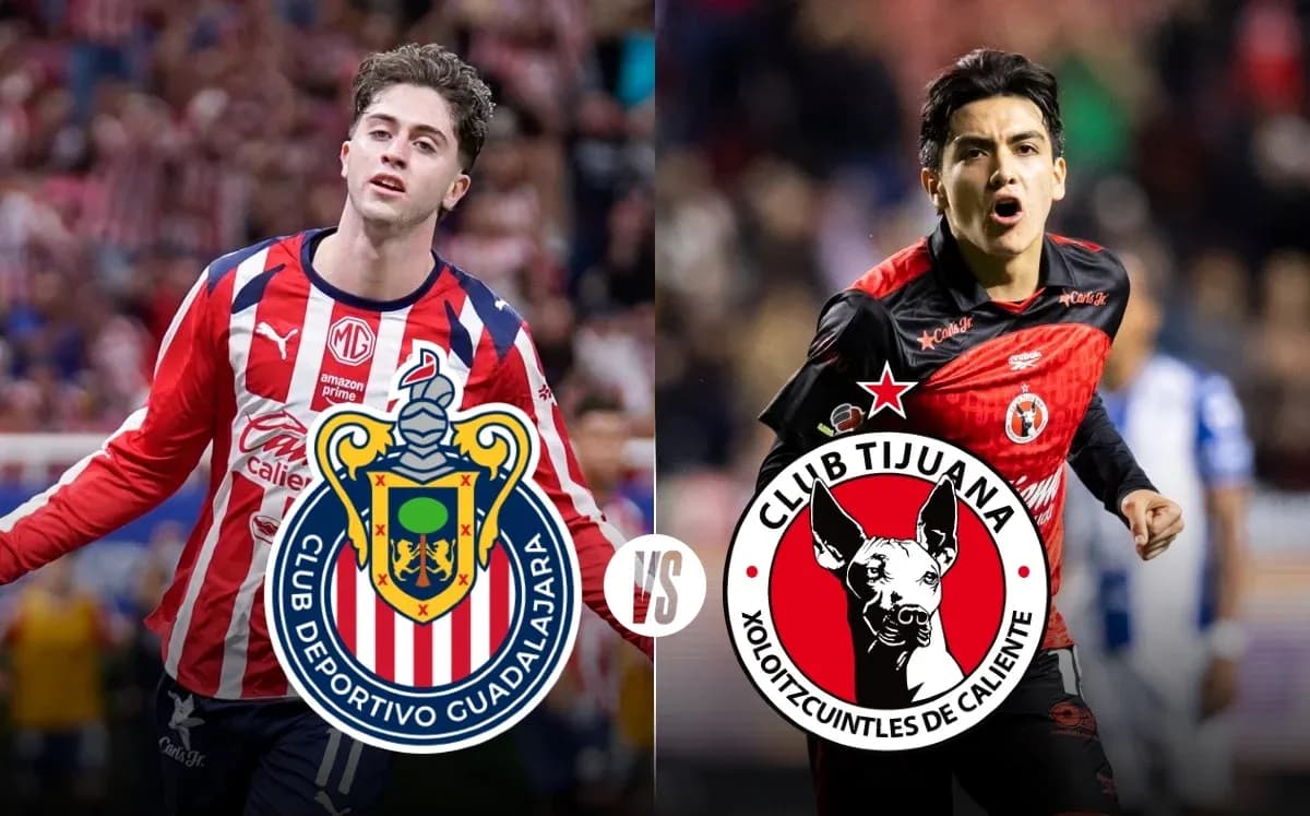 Jugadores de Chivas y Tijuana en el partido