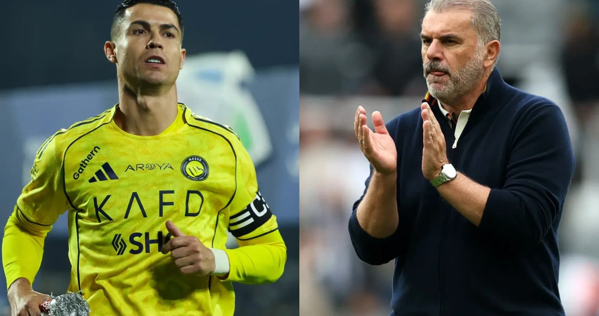 Cristiano Ronaldo y entrenador aplaudiendo durante partido