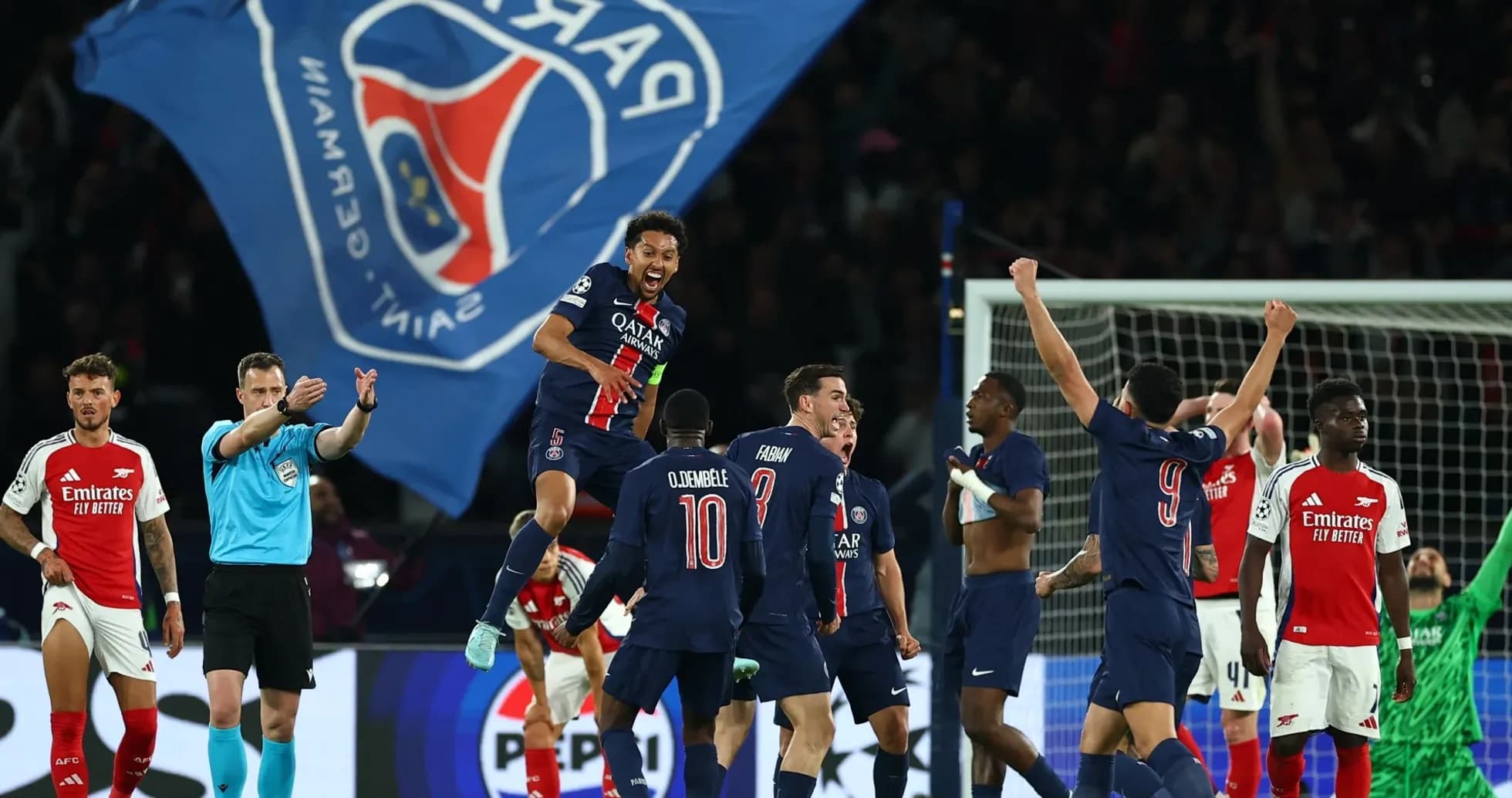 Celebración de jugadores del Paris Saint Germain