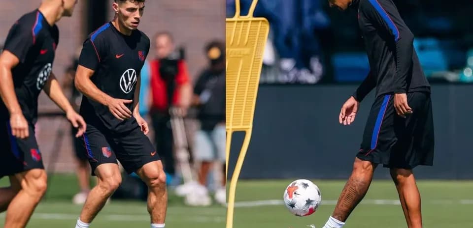 Jugadores entrenando en sesión de práctica de fútbol