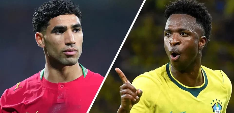 Achraf Hakimi y Vinícius Júnior en partido