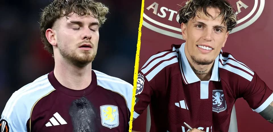 Jugador de Aston Villa durante partido y firma de contrato