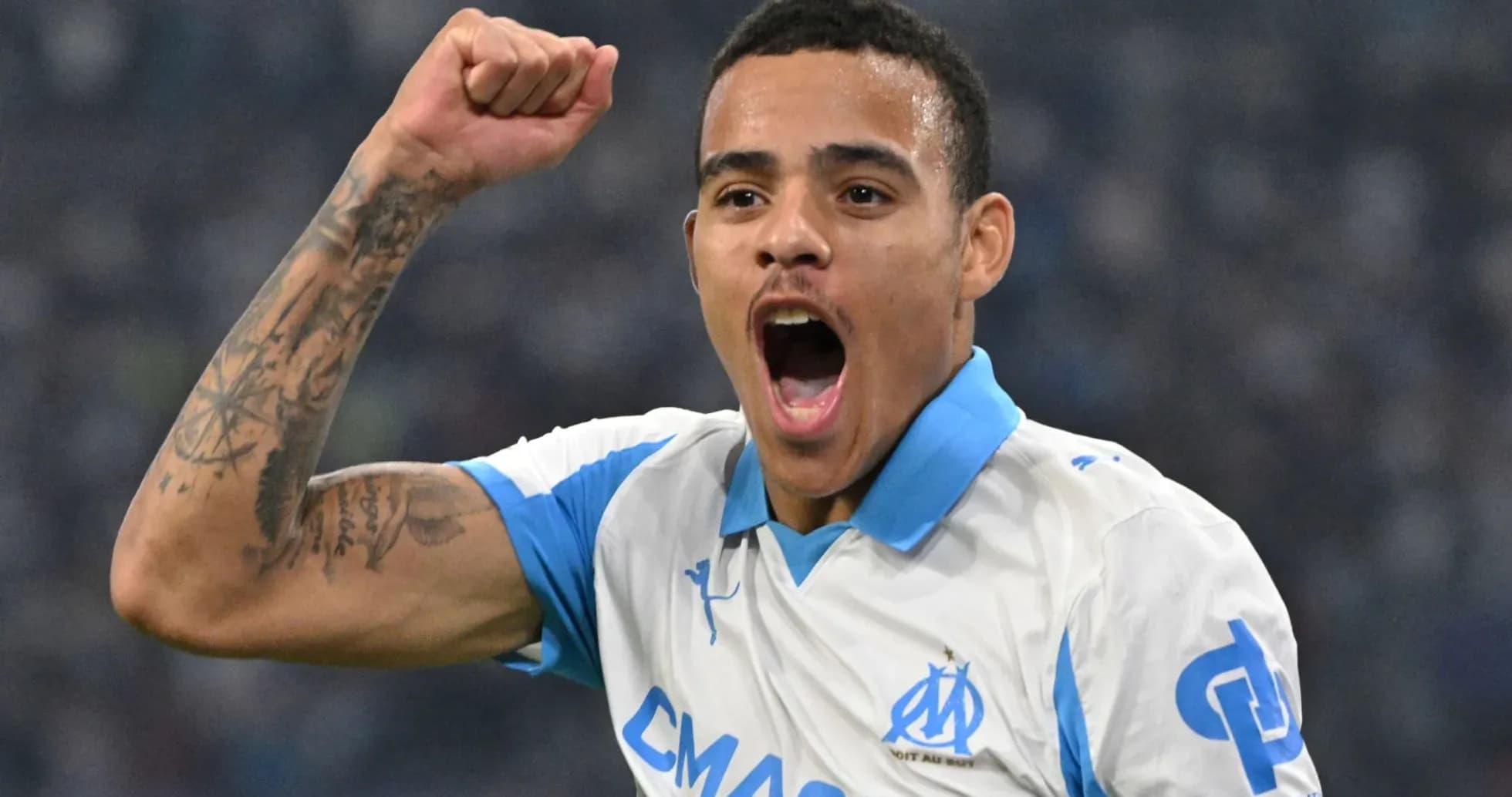 Jugador del Olympique de Marsella celebrando un gol
