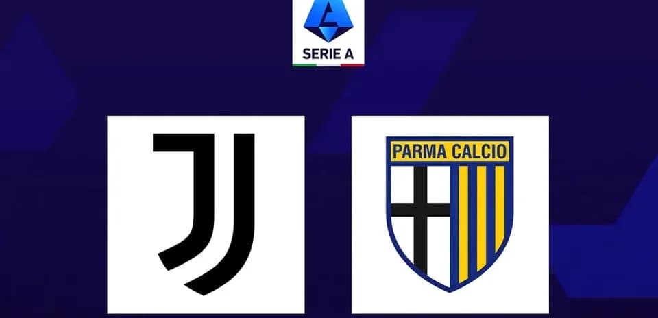 Logos de Juventus y Parma Calcio con fondo Serie A