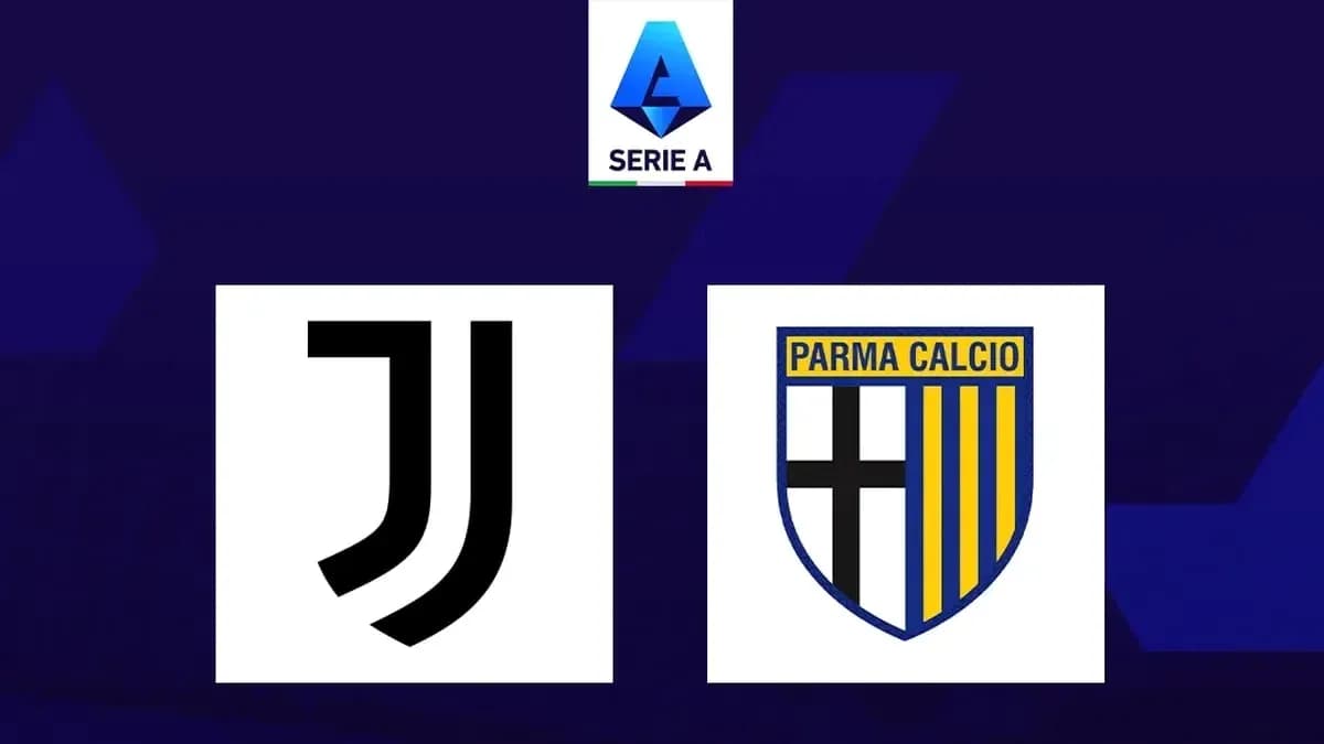 Logos de Juventus y Parma Calcio con fondo Serie A