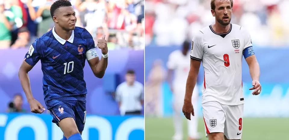 Kylian Mbappé y Harry Kane en el partido