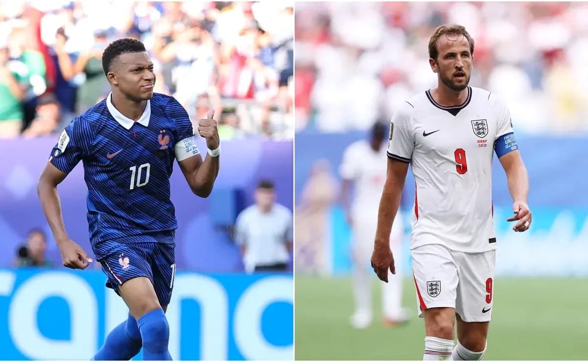 Kylian Mbappé y Harry Kane en el partido