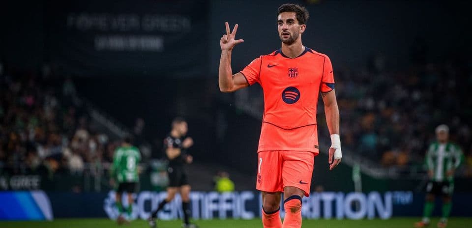 Jugador de Barcelona durante el partido contra Betis