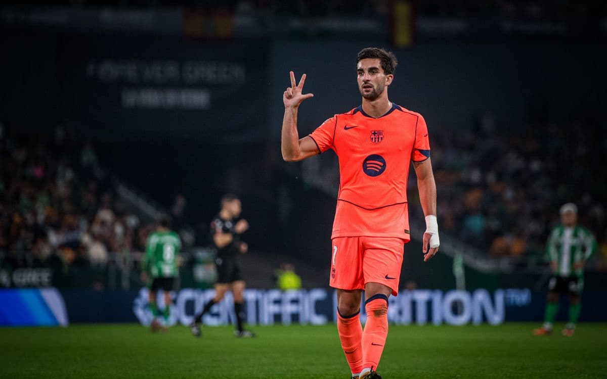 Jugador de Barcelona durante el partido contra Betis
