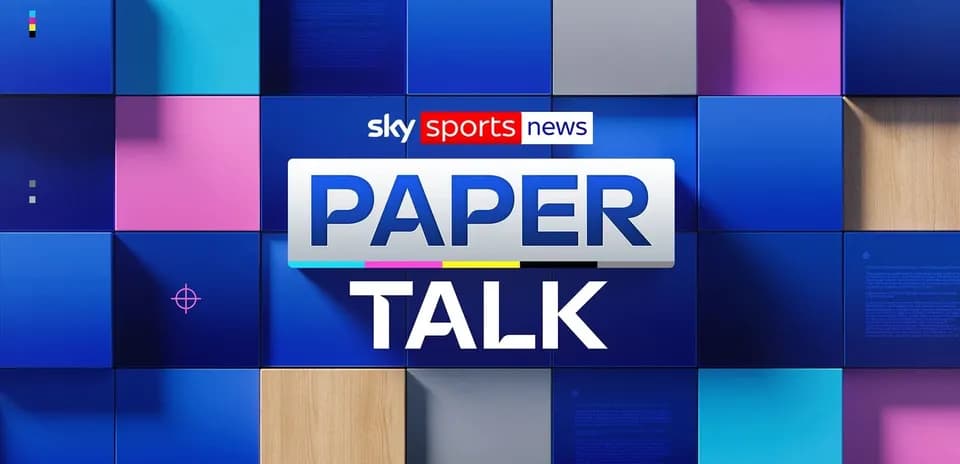Logo de Sky Sports News Paper Talk sobre fondo colorido
