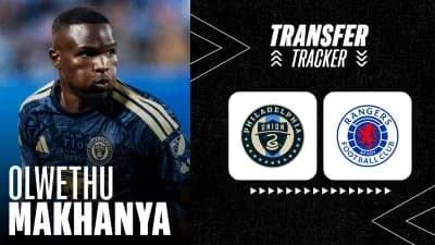Olwethu Makhanya con el logo de Philadelphia Union y Rangers