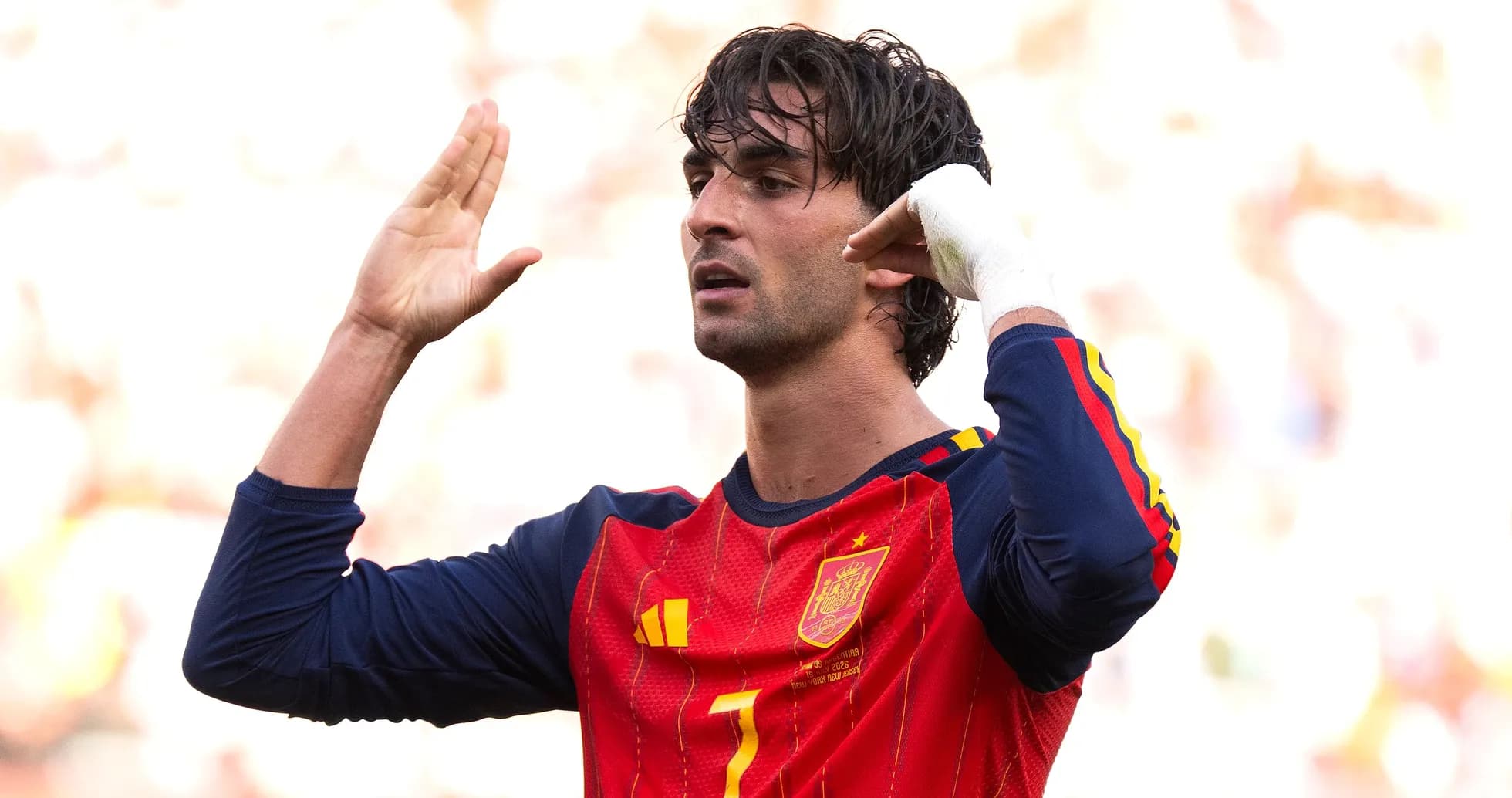 Jugador de España haciendo un gesto durante el partido