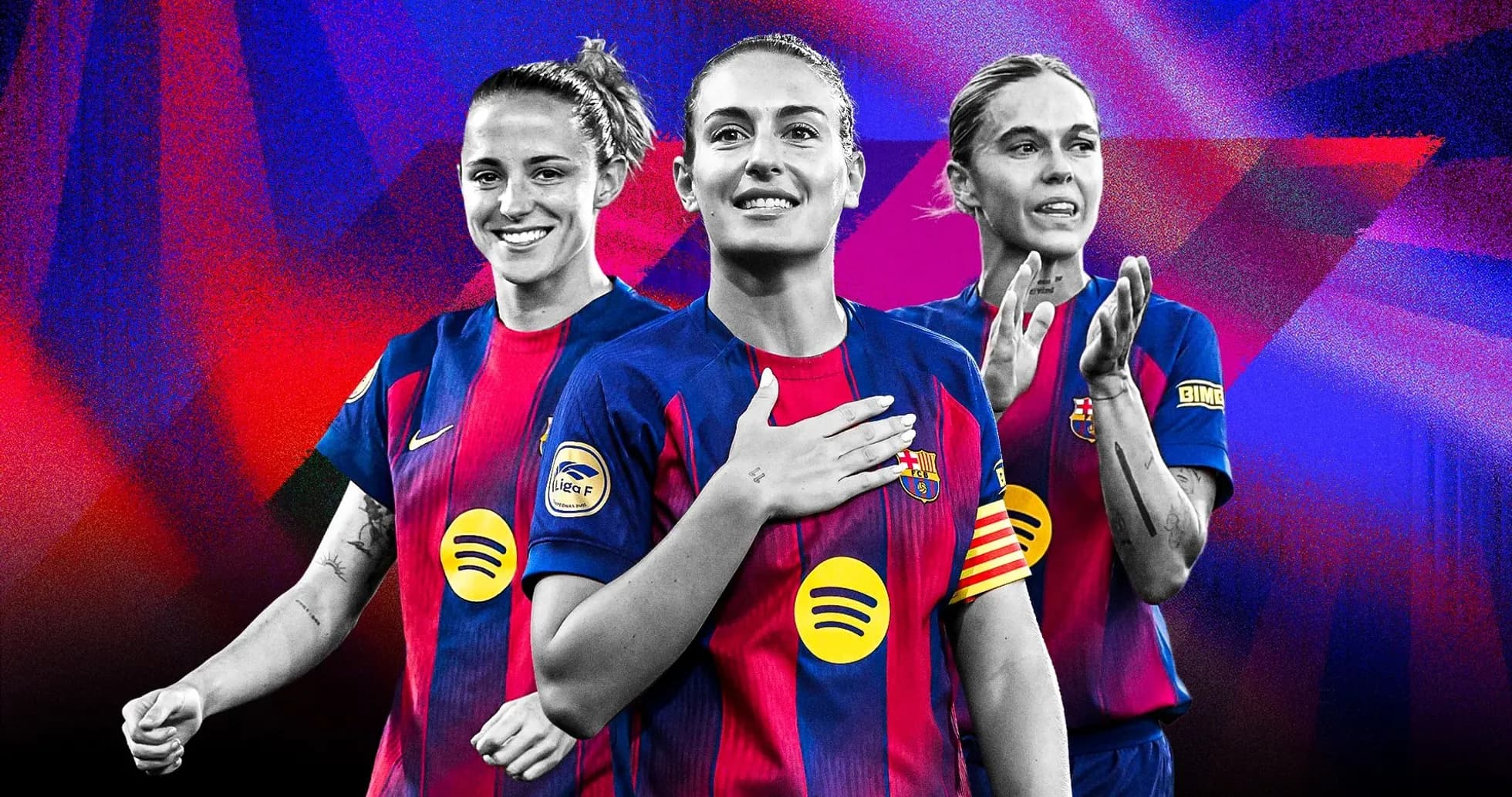 Jugadoras del FC Barcelona en uniforme oficial
