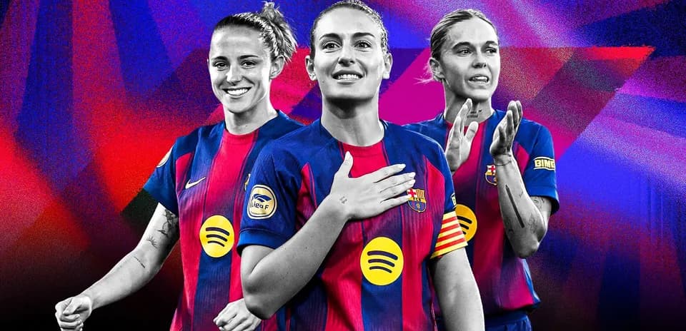 Jugadoras del FC Barcelona en uniforme oficial