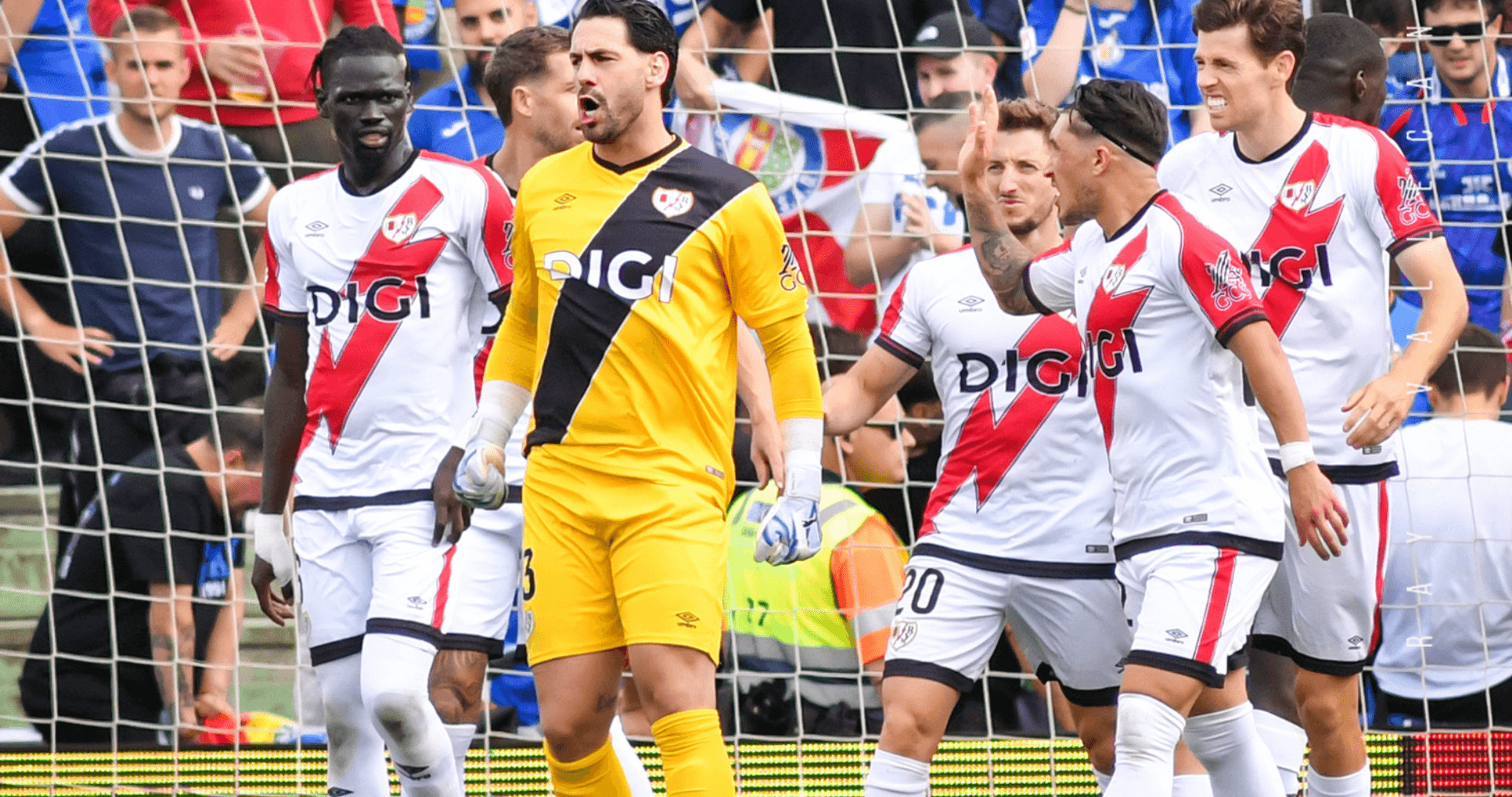 Celebración de los jugadores de Rayo Vallecano