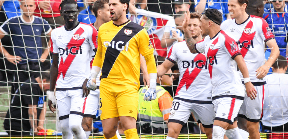 Celebración de los jugadores de Rayo Vallecano