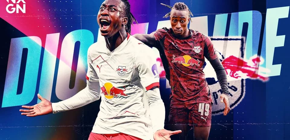 Diohane en dos poses con camiseta de RB Leipzig