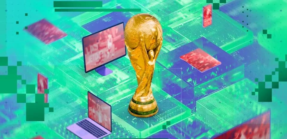Trofeo de la Copa del Mundo sobre fondo digital