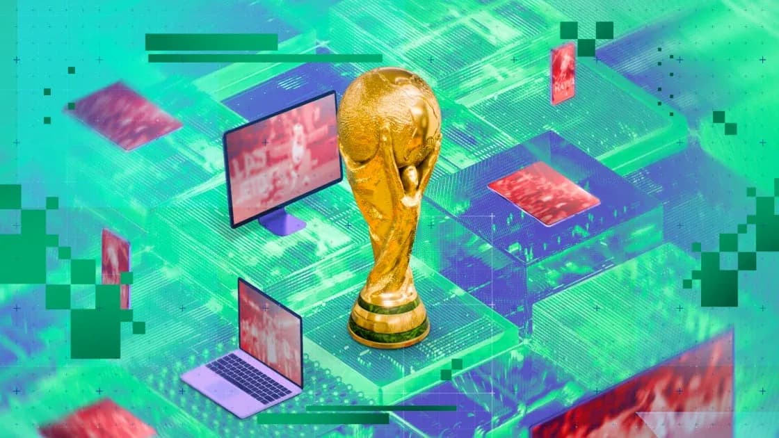 Trofeo de la Copa del Mundo sobre fondo digital