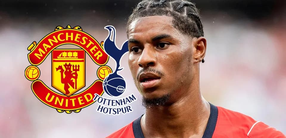 Jugador de fútbol con logos de Manchester United y Tottenham