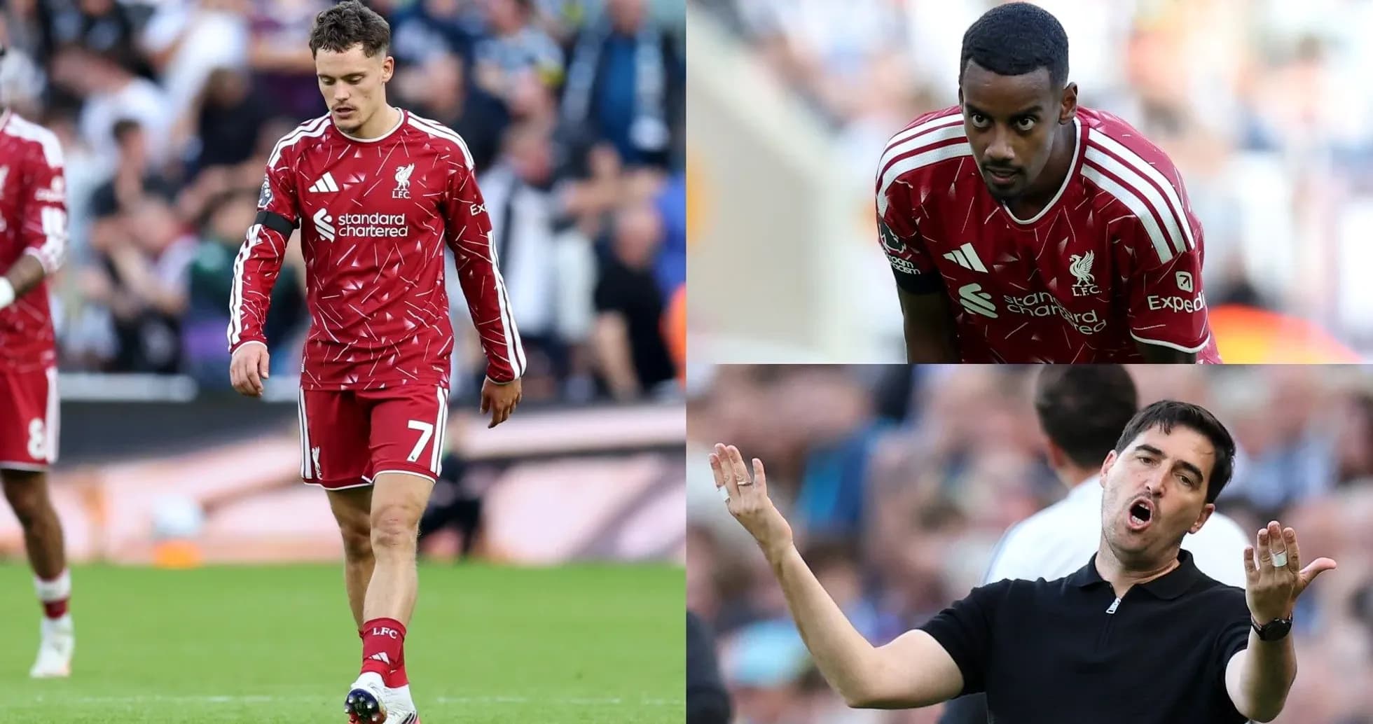 Jugadores de Liverpool y entrenador en partido