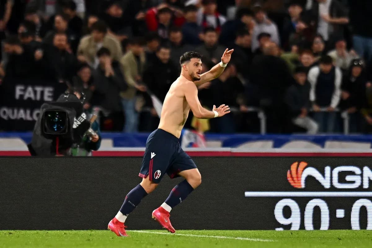 Jugador de Bolonia celebrando un gol