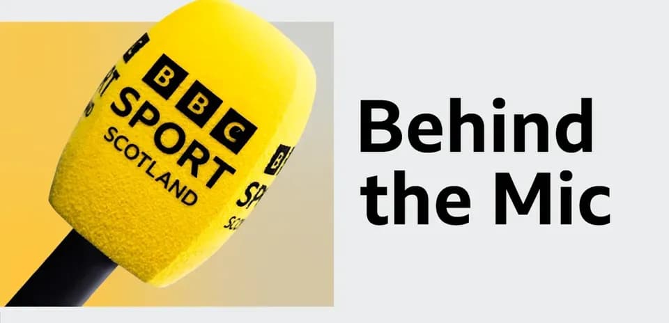 Micrófono de BBC Sport Scotland en fondo amarillo