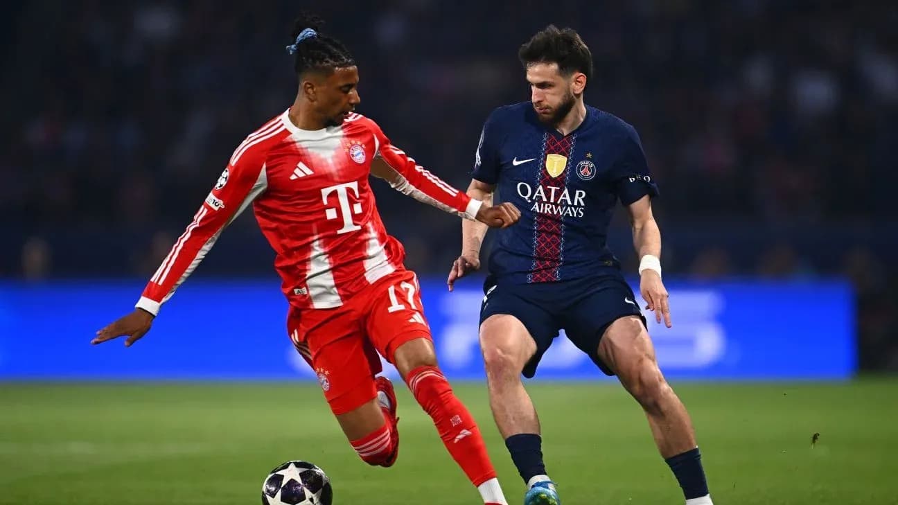 Jugador de Bayern y PSG en acción durante partido