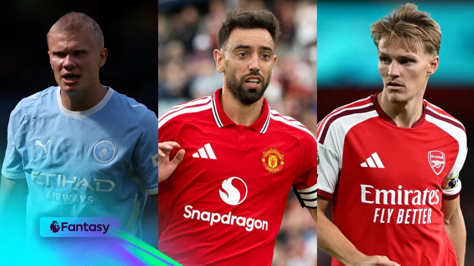 Tres jugadores de fútbol en uniformes de sus equipos