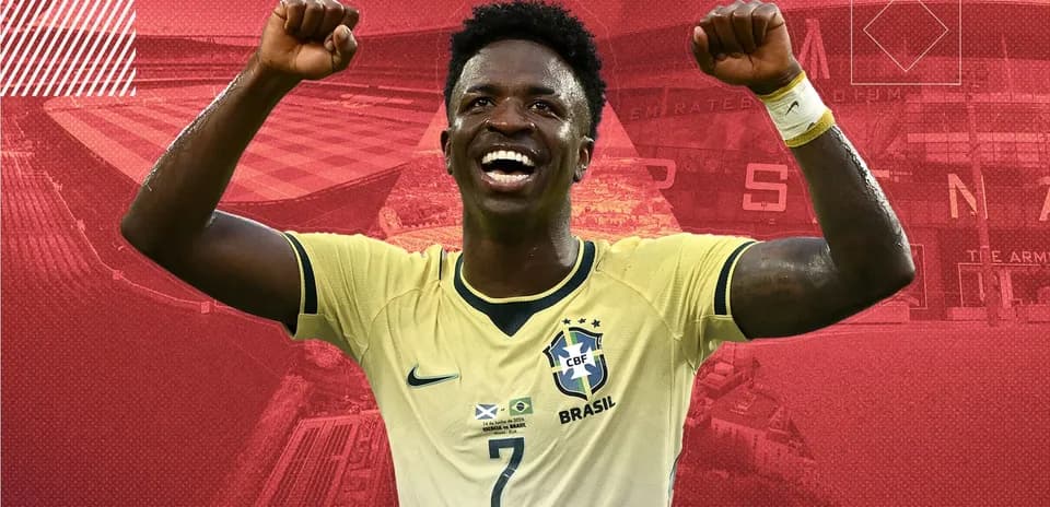 Jugador de Brasil celebrando con los brazos en alto