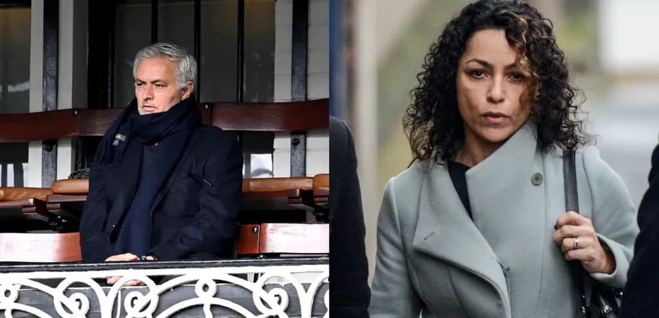 Jose Mourinho sentado en un palco junto a mujer