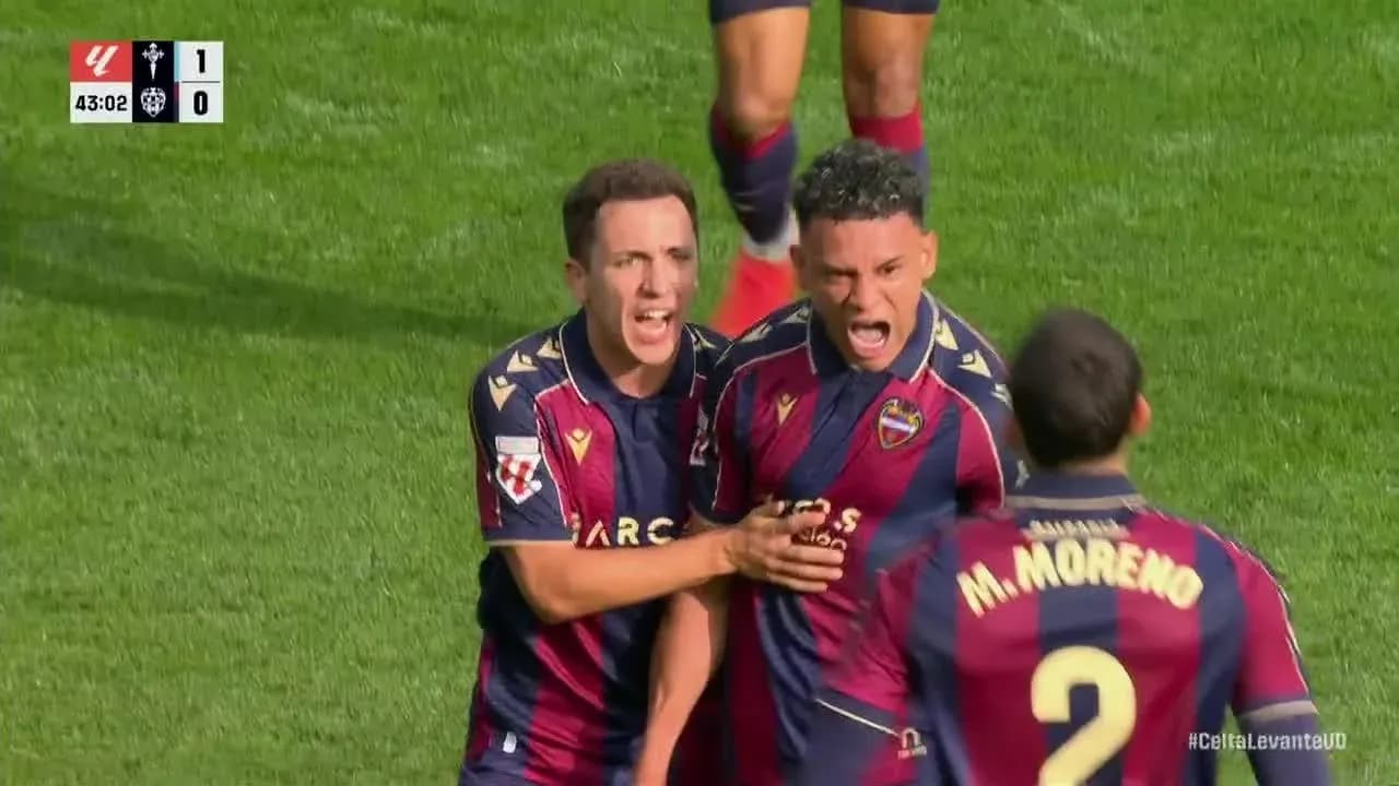 Jugadores de Levante celebrando un gol