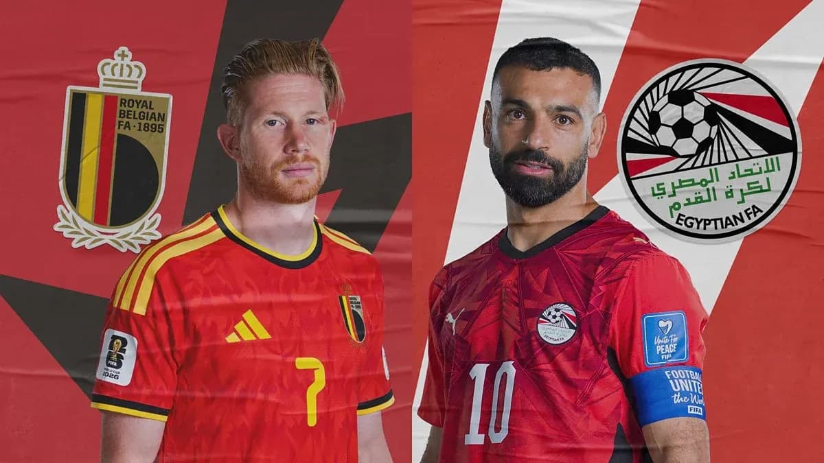 Jugadores de Bélgica y Egipto en el Mundial