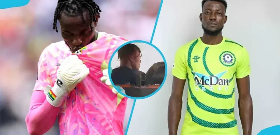 Portero con uniforme rosa y jugador en camiseta amarilla
