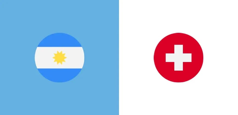 Banderas de Argentina y Suiza en fondo colorido