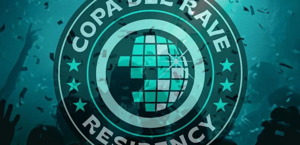 Logo de Copa del Rave con fondo festivo