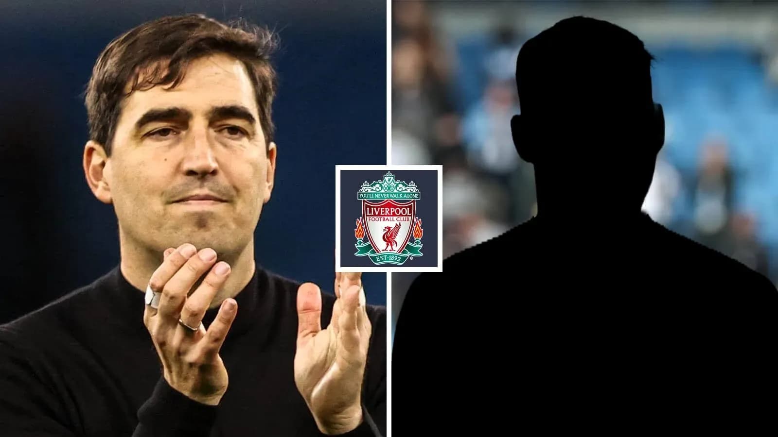Entrenador aplaudiendo con logo de Liverpool en medio