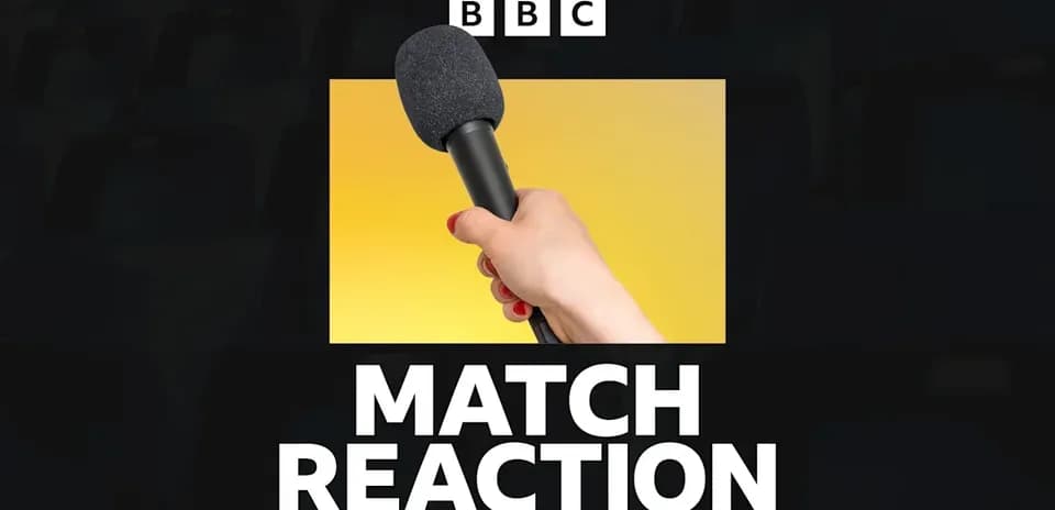 Mic in hand with text 'MATCH REACTION' below