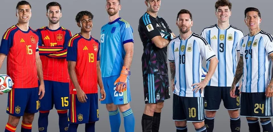 Jugadores de España y Argentina en la presentación